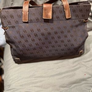 Dooney & Bourke Black and Brown Monogram Shoulder Bag